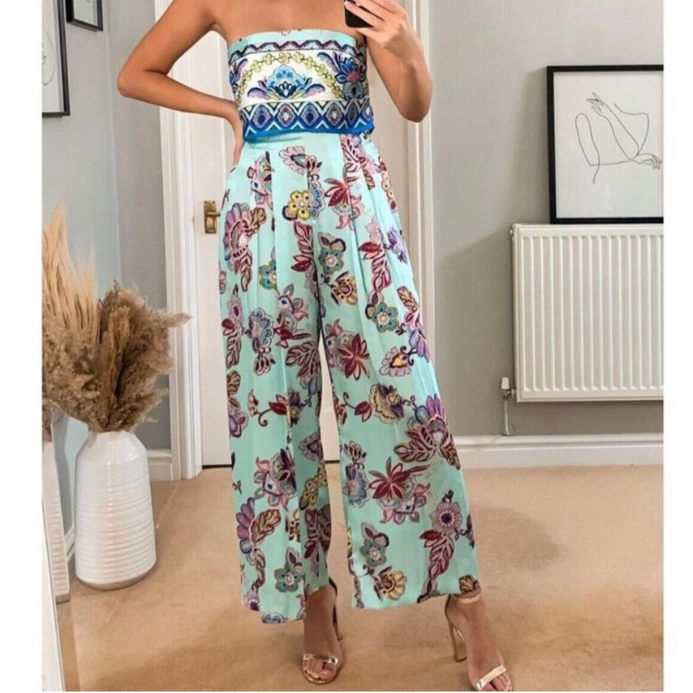ZARA STRAPLESS PRINTED JUMPSUIT REF 7953/470